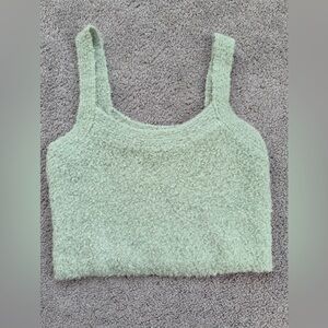Abercrombie & Fitch Sage Green Cozy Knit Crop Tank